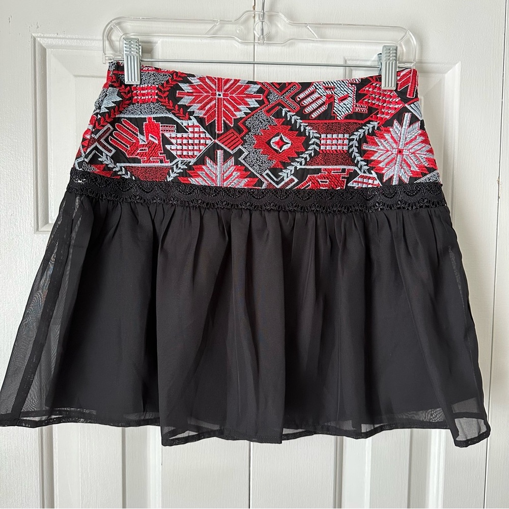 Endless Rose Dorian Embroidered Black Mini Skirt Size Small - Picture 4 of 14